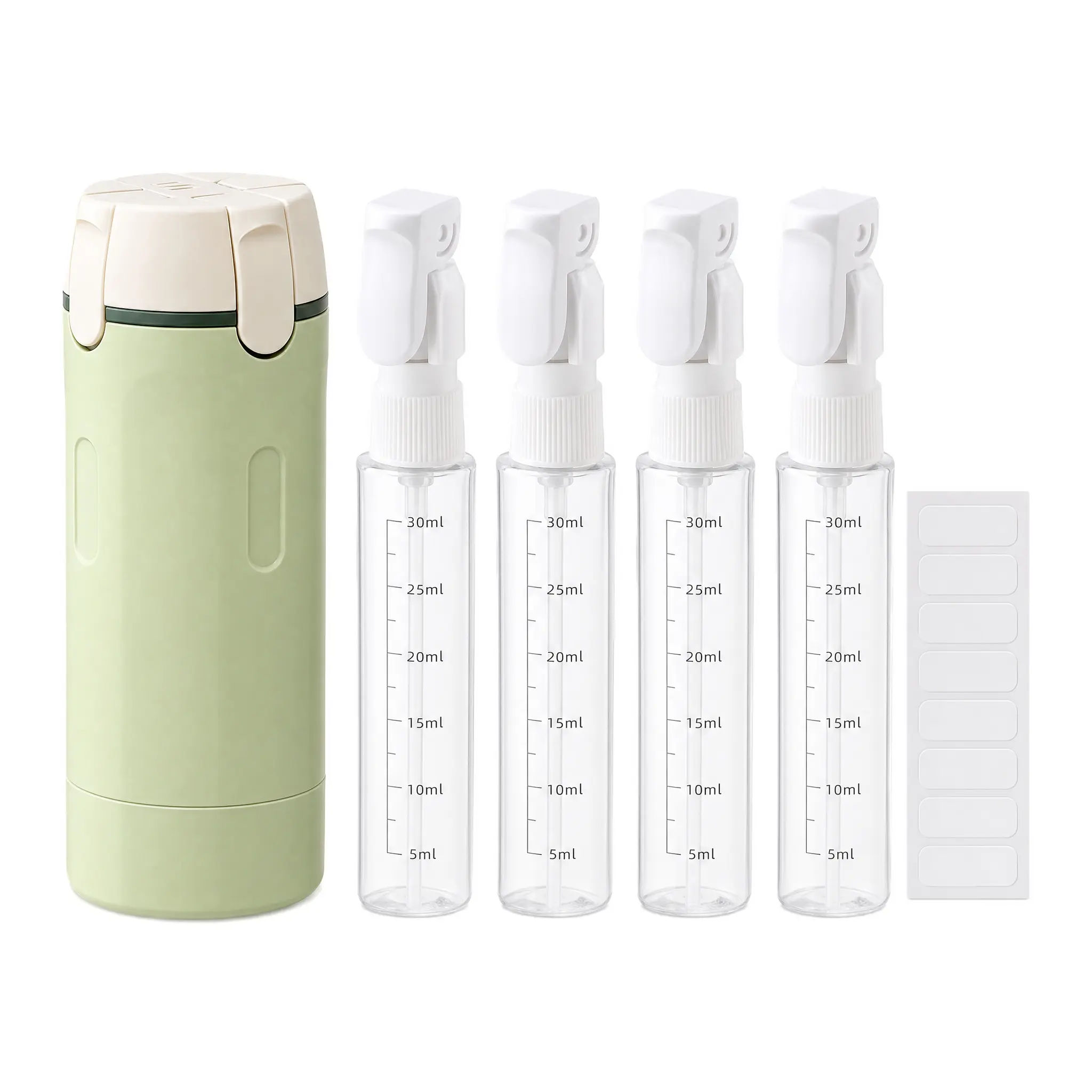 4-in-1 Portable Cosmetic Shampoo Dispenser Storage Bottle Plastic Travel Friendly Compact Design for Easy Carrying