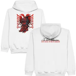 Albanian Warrior Graphic Hoodie, Red Eagle Design with Inspirational Quote, Fearless Style Hoodies, Top Mens Womenswear Hoodie, Streetwear Fashion