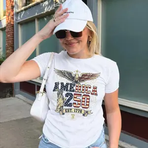 USA 250th Anniversary Baby Tee, USA Flag Baby Tee,American Eagle USA 250 Years Trendy Shirt