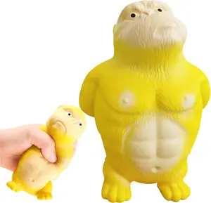 Squishy Monkey Toy, PU Stretchy Gorilla, Pinch and Pressable Soft Slow Rebound Monkey Toy, Cute Pressable Monkey Desktop, Decompression Gorilla Toy for Adults