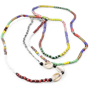 Collar de Bandera, Santeria, Ifa, Oya Necklace, Olokun Necklace Santos Elekes Hand-made Vibrant Beads & Cowrie Shells