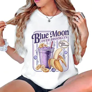 Blue Moon Over Brooklyn Shirt Heated Rivalry Extra Banana Smoothie Tshirt Scott and Kip Movie Tee Romance Book Movie Made In USA For Women For Men [Lolly & Lace 180G/230G 100% cotton short-sleeve/hoodie, soft and comfortable]