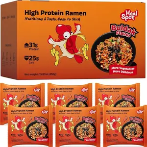 Healspot High Protein Spicy Buldak Noodles, Dry Tossed Ramen, 30g Plant-Based Protein, Low Fat, Low Carb, Non GMO, Keto Friendly & Plant Based (6 packs)