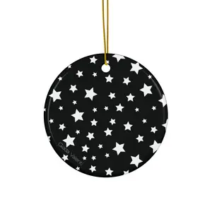 Ceramic Ornament with Italian Design print | Black | White Stars | Giada Valenti | Christmas Ornament | Christmas Gift