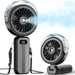 Handheld Misting Fan Portable,water bottle fan Powerful High Speed, Small Personal Rechargeable Cooling Mister Fan Water Spray Mist, 4000mAh Battery Operated for Travel Indoor Outdoor Hand Desk (Black)