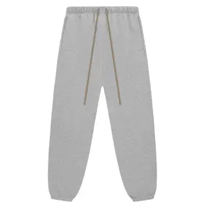 Fleece Sweatpants Light Heather Grey for Unisex Adult Teens- Oversized Elastic Waist Cuffed Joggers, Comfortable Athletic Workout Running Fitness Pants