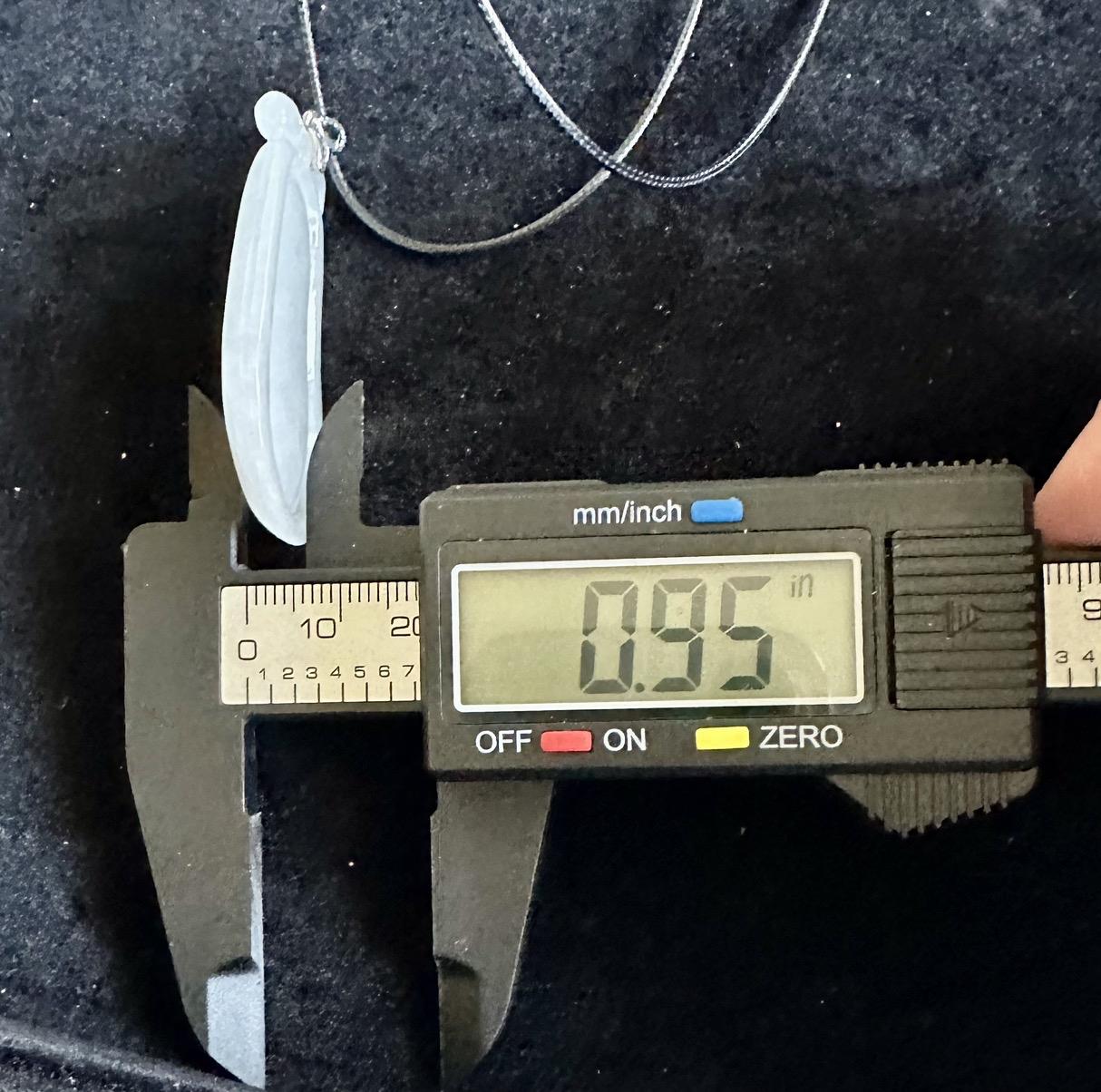 Jade Pendant with Lucky Squashe Design - 100% Myanmar Jadeite Stone, 1.62 x 2.66 x 0.95 Inches, Unisex, Icy White Color