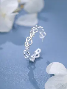 Women's S925 Silver Heart Interwoven Ring, Heart Shaped Ring, Adjustable Fashion Jewelry for Women, Party Casual Daily Wear Gift Idea