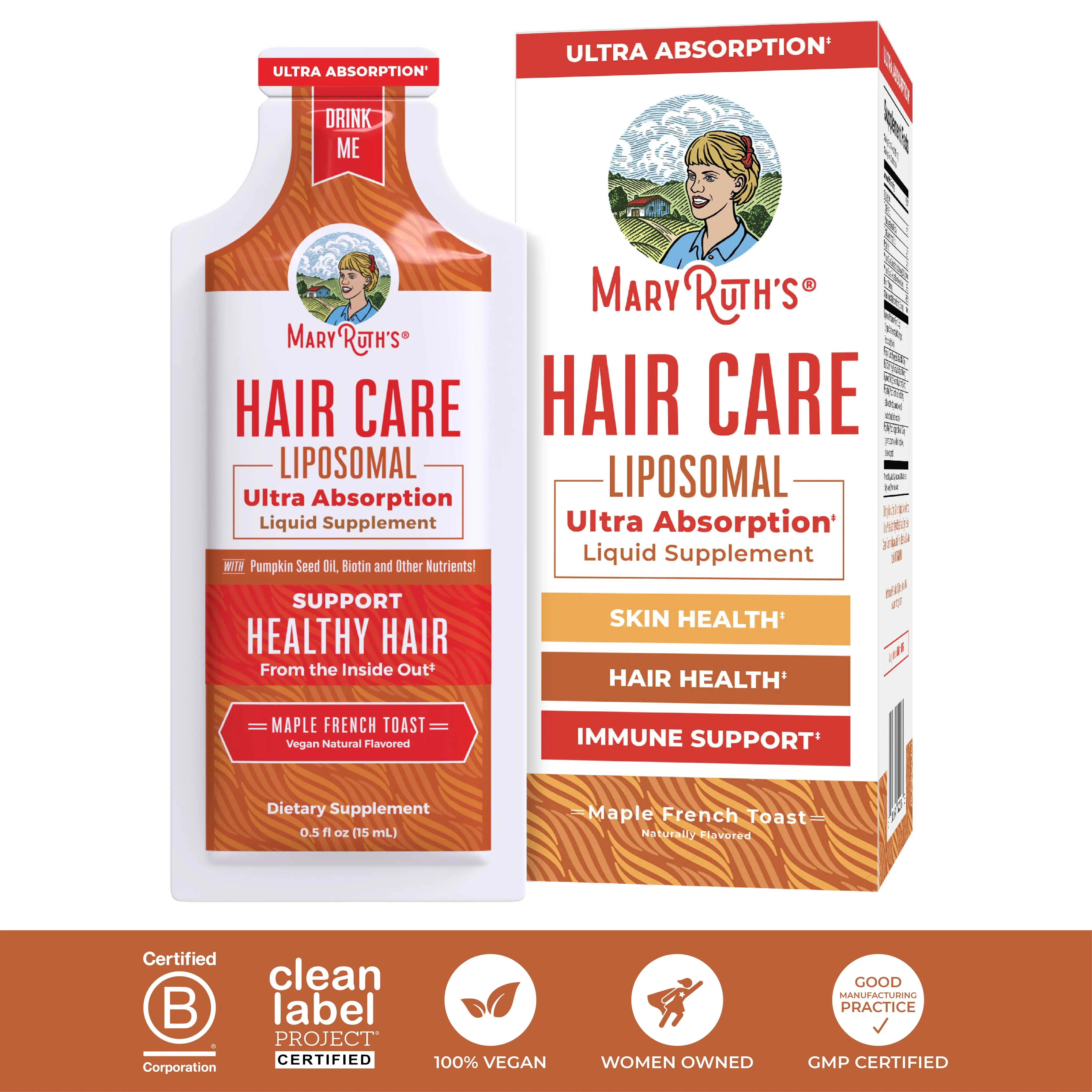MaryRuth's Hair Care Liposomal - Hair Growth Vitamins - Vitamin D3, Vitamin E, B...