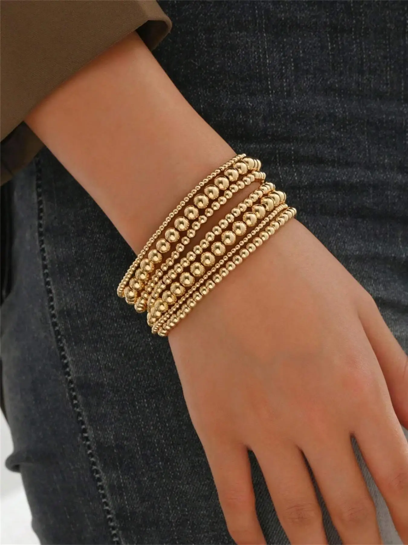 Women's Simple Style Plain Color Beaded Bracelet (1 Set), Fashion Jewelry for Party, Daily Clothing Decor, Trendy All-match & Exquisite Jewelry for Bi