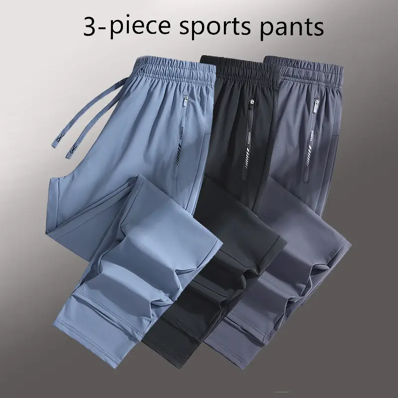 Women’s Summer Sports Long Pants, 3-Pack — Ice Silk Breathable Casual Athletic Pants with Elastic Waist and Flat Front Summervibes