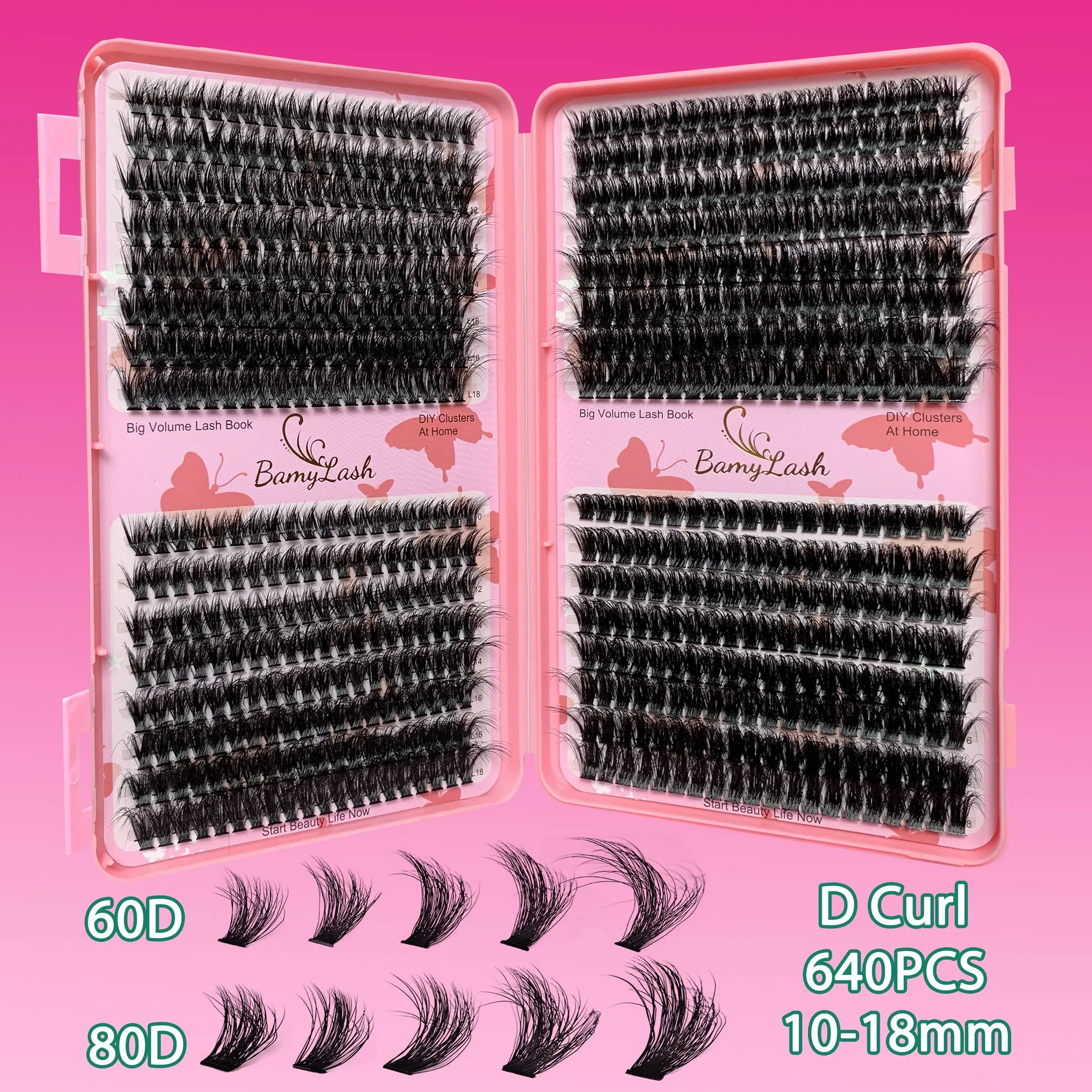 Mixed Style Eyelash Extension, Fluffy Lashes, Voluminous False Eyelashes, 60D 80D Extension False Lashes, 10-18mm D Curl Soft Cluster Lashes, Easy DIY Eyelash Extensions
