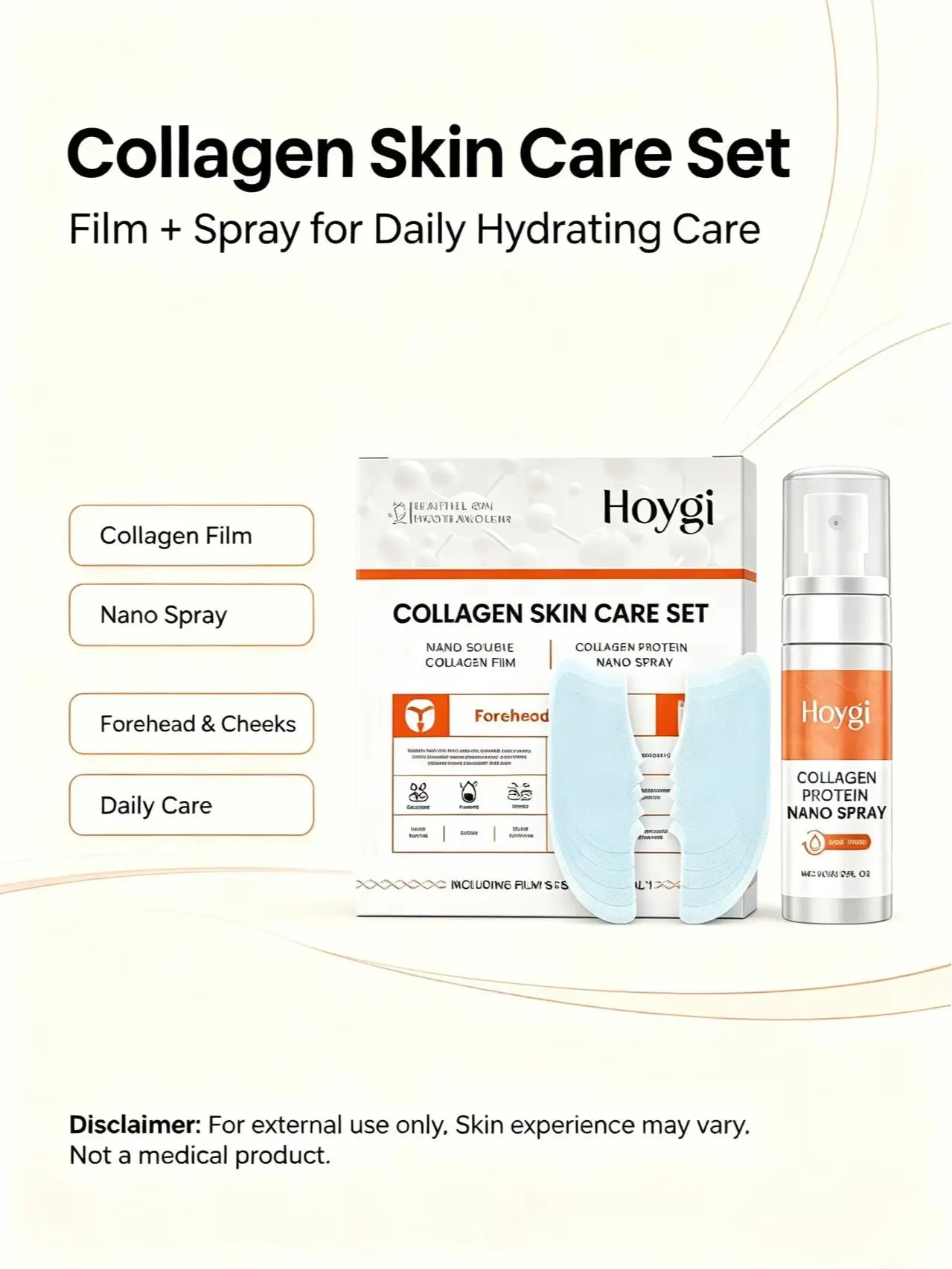 Collagen Skin Care Set, SolubleCollagen Film & Collagen Nano Spray Kitfor Forehead Cheek Daily Hydrating FacialSkin Care