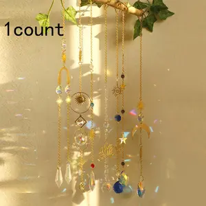 Boho Style Sun Catcher Hanging Ornament, 1 Count Handmade Crystal Sun Catcher with Chain for Window & Wall & Garden Decor, Hanging Decor for Home, Bohemian Wind Chime