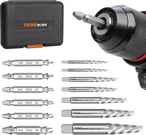 THINKWORK 13Pcs Damaged Screw Extractor Set, Easy Out Bolt Extractor Set, Remover Tools for Damaged, Broken, Rusted, Small Stripped Screws, Bolts, Nuts