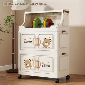 Multi-Layer Storage Cabinet, Foldable Plastic Clothes Organizer, Home Use Snack Box, Classic Style, No Installation Required
