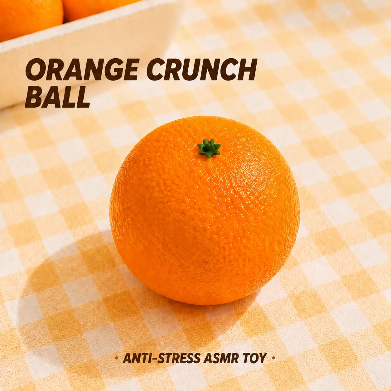 Orange Crunchy Stress Ball Squishy - Squilo Slow-Rebound Non-Moldable food Sensory Squishies Fidget Toys for fun Stress Relief soft squish ball, ASMR