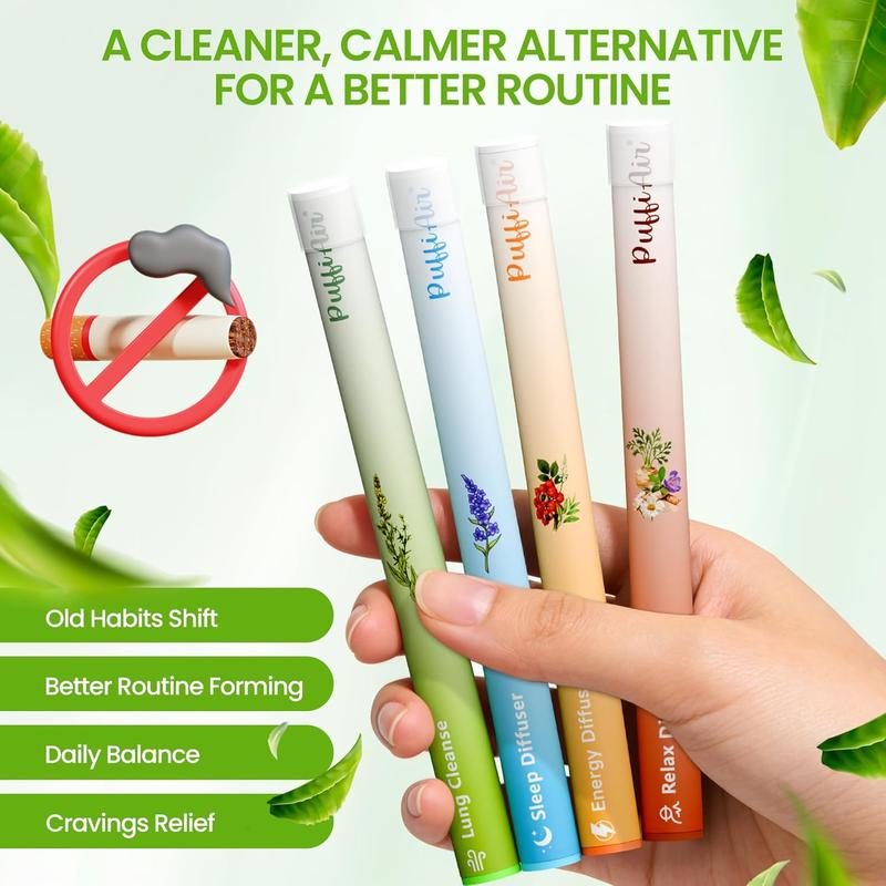 PUFFIAIR Herbal Diffuser Pen 4 Pack - Four Unique Aromas for Everyday Routines - Clean Botanical Formula - Up to 600 Uses - No Charging or Refilling Needed