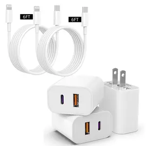 iPhone 17 16 15 Pro Max Charger Fast Charging, 2-Pack 20W Dual Port USB C Fast Wall Charger Block with 6FT Type C Cable Cord for iPhone 17/17 Pro/17 Pro Max/Air/17e/16/16 Pro Max/15/15 Plus, iPad Pro