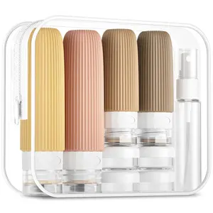 16-piece travel set with TSA-approved leak-proof silicone squeeze bottles, suitable for hair conditioner, shampoo, lotion, and shower gel accessories