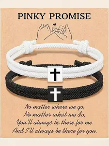 Adjustable Christian Cross Bracelets Set Bracelet for Couples, Unisex Braided Rope Handmade Jewelry, Fashion Gift for Men Women Teens Girls