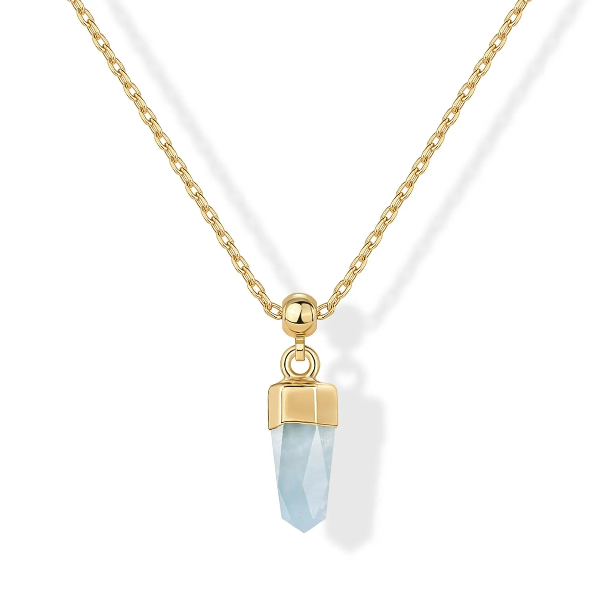 Aquamarine Crystal - Yellow Gold