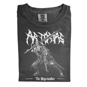 The Ssrtorias the Abysswalker Shirt, Vintage Dark Souls Tee, Distressed Gamer Gift, Retro Wolf Knight Shirt for Men Women, Fantasy Fan Apparel, Gift for Men, Gift for Women, Crew Neck T-shirt, Trending T-shirt