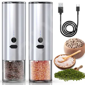 Electric Grinders Set, Spice Grinder & Ultra Large Silo (transparent), Durable Design, High Hardness Core, Long Service Life