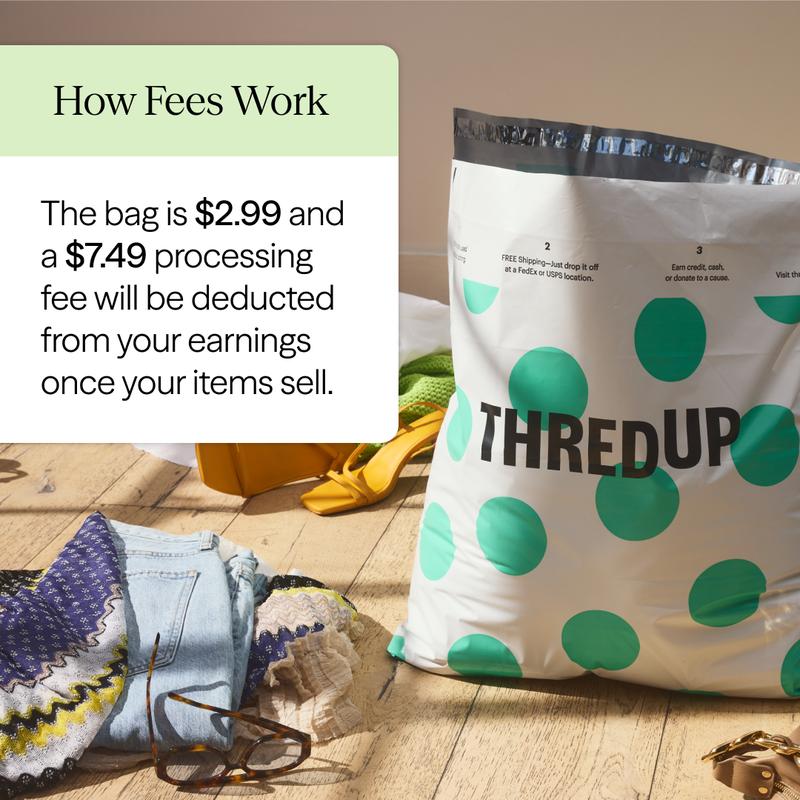 Pre-owned THREDUP Clean Out Bag Bag Accessories Closet Clean Out for Women's & Kids' Clothing Easy Sell Solution with Pre paid Shipping Label 30 lbs Bag