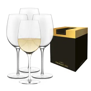Libbey Signature Kentfield All Purpose Long Stem Wine Glasses Set of 4, White and Red Wine Glasses, Curvature Wine Glass Gift Set for All Occasions