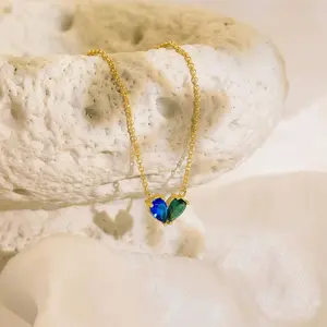 Heart Birthstone Necklace,Two Birthstones Necklace, Birthstone Jewelry, Family Gift, Bridesmaids Gift, Couple Necklace,Birthday Gift For Her