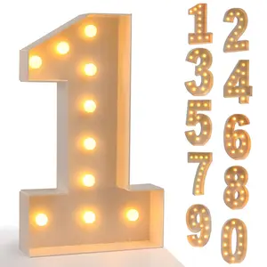 3FT 0-9 LED Light Up Numbers Large Cardboard Number for 1st 18th 60th Mosaic Number for Balloons Background for Birthday Wedding Party Decor Party Needs（with light）