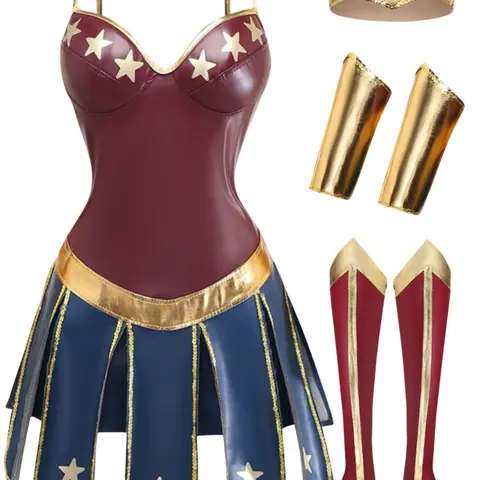Multicolor 1980S Wonder Woman Superhero Star Cosplay Costume