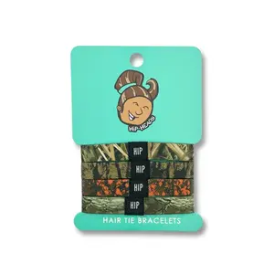 HIP HEADS 4-Pack Hair Tie Bracelets - No-Crease, Machine Washable, Durable Sports & Outdoor Wristbands, Men's Accessories - Treebark, Mossy Oak, Realtree, Blaze Orange