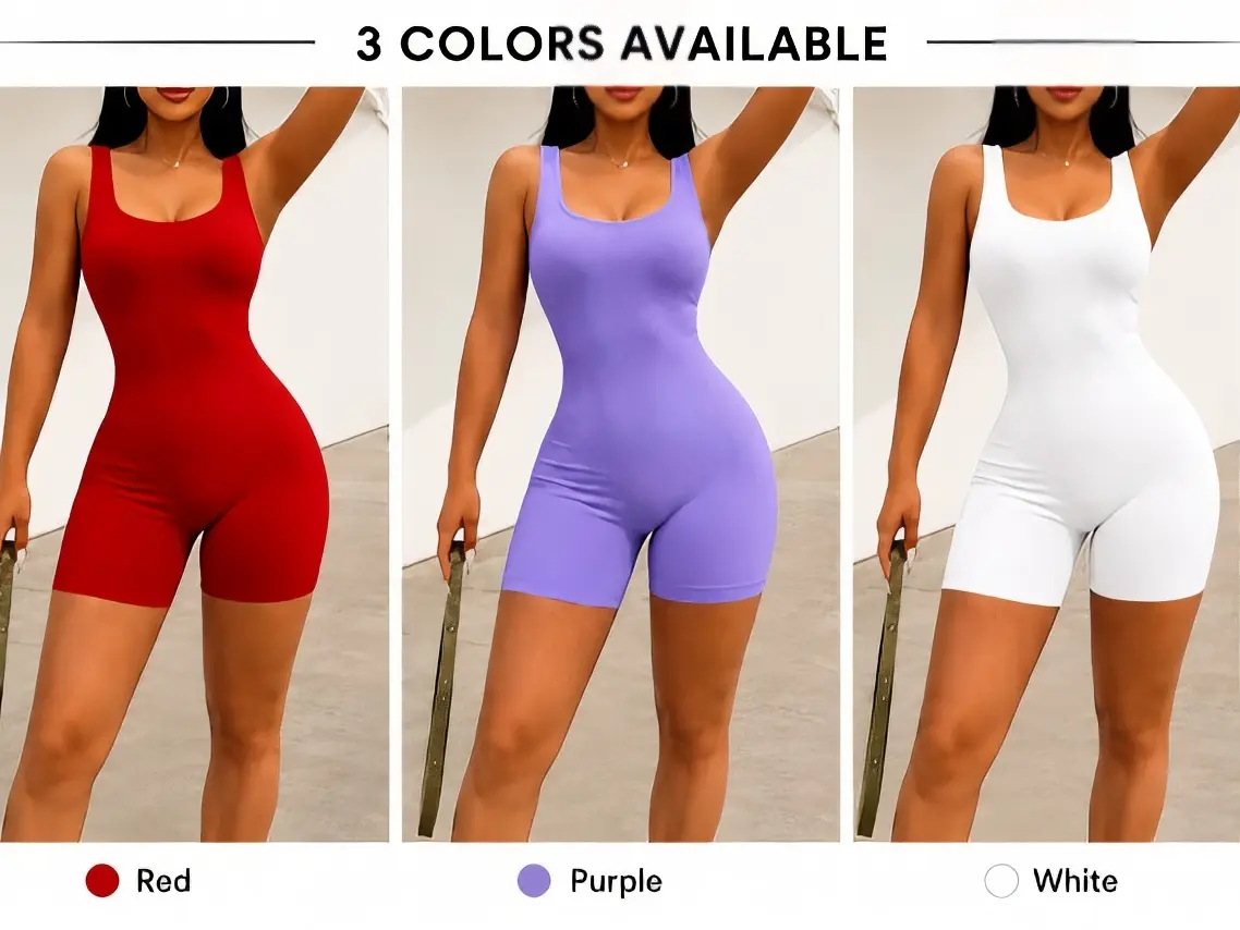 9912# 3 Colors Available Red Purple White Women's Tank Top Romper