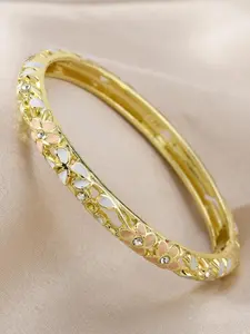 Vintage Flower Pattern Bangle, Copper Bracelets, Elegant Bangle, Fashionable Jewelry for Women & Girls, Trendy All-match & Exquisite Craftsmanship Jewelry for Birthday Gift, Vintage Floral Design, Fashionable Bangles