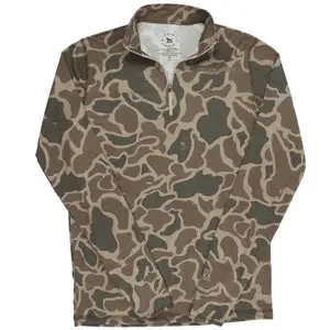 Long Sleeves Duck Camo Quarter Zip – Retro Hunting Pullover, Soft & Comfortable Outdoor Long Sleeve Shirt