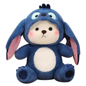Kawaii Super Soft Stitch Costume Bear Plush with Bunny Ears - Super Huggable Cute Stuffed Animal Gift
