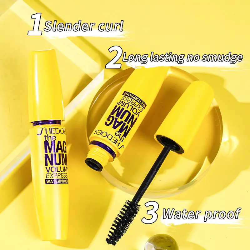 Fat Mascara Waterproof Long Lasting Voluminous Curl Natural Look No Smudge Suitable for All Skin Types Volumizing Beauty Mascara Eyelash Mascara 10ML Curling Mascara Lengthening