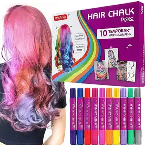 10-Color Hair Chalk Pens Set for Girls, Washable Temporary Hair Dye for Kids, Fun & Safe DIY Hair Coloring Activity, Perfect Christmas and Holiday Gift
