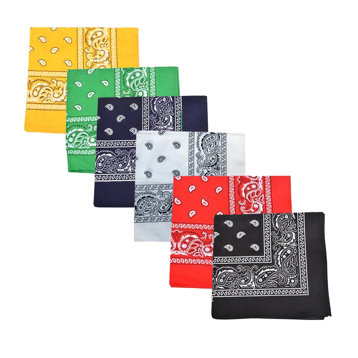 Daydana 96 Pack 100% Cotton Double Sided Paisley Bandanas - Wholesale Lot