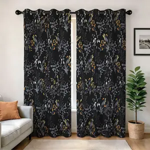 Blackout Curtains (2 Panels Retro Plant Pattern Sunshade Drapes ) ,Thermal Insulated Noise Reducing Privacy Curtains for Living Room Bedroom Decor with Grommets