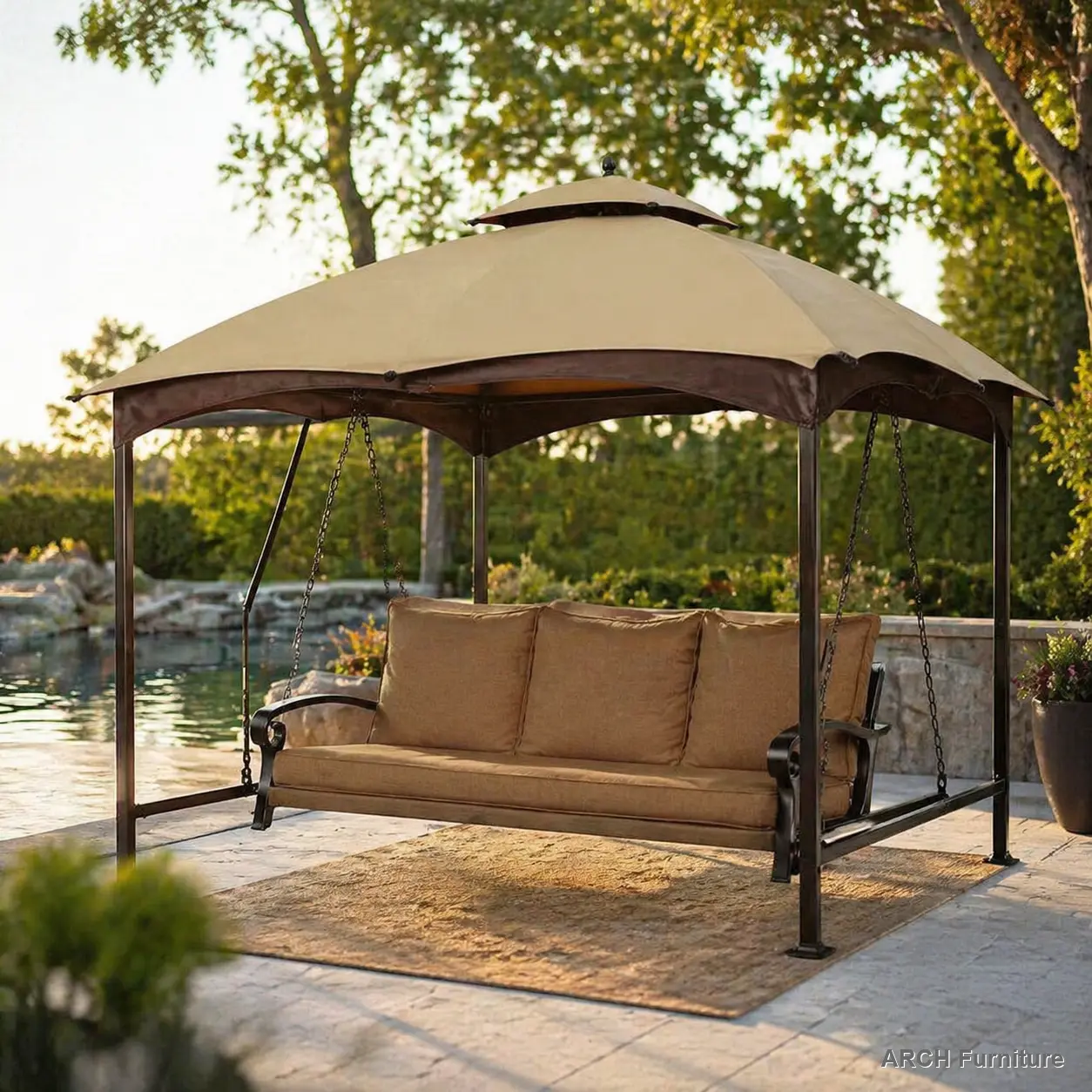 Replacement Canopy Top for Lowe's Allen Roth Heavy Duty Gazebo Roof Gazebo Top with Air Vent 10X12 Gazebo CoverReplacement Top Only (beige)