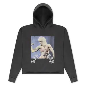 Protein Boxy Cropped 500GSM Hoodie (Gunmetal)