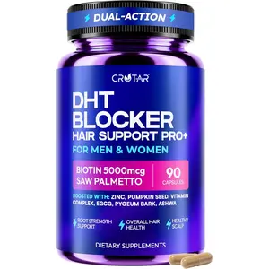 DHT Blocker for Women & Men | Dual Action Hair Growth Supplement - Biotin 5000 mcg, Zinc | Hair & Scalp Support Herbal Complex | 90 Capsules