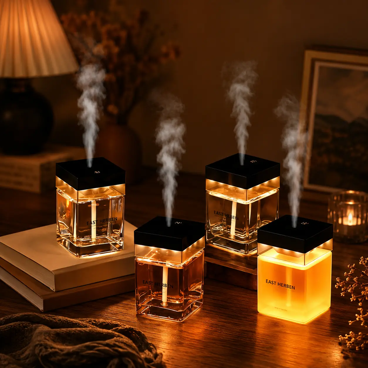 Waterless Scent Diffuser with 500ML Fragrance Oil, Smart Aromatherapy Diffuser, Low Noise Air Freshener with Warm Light for Home & Bedroom