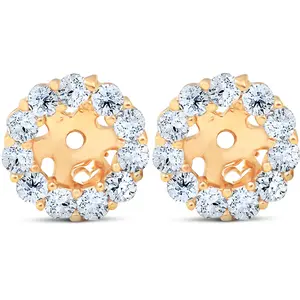 Halo Diamond Earring Jackets 14K Yellow Gold (4mm)