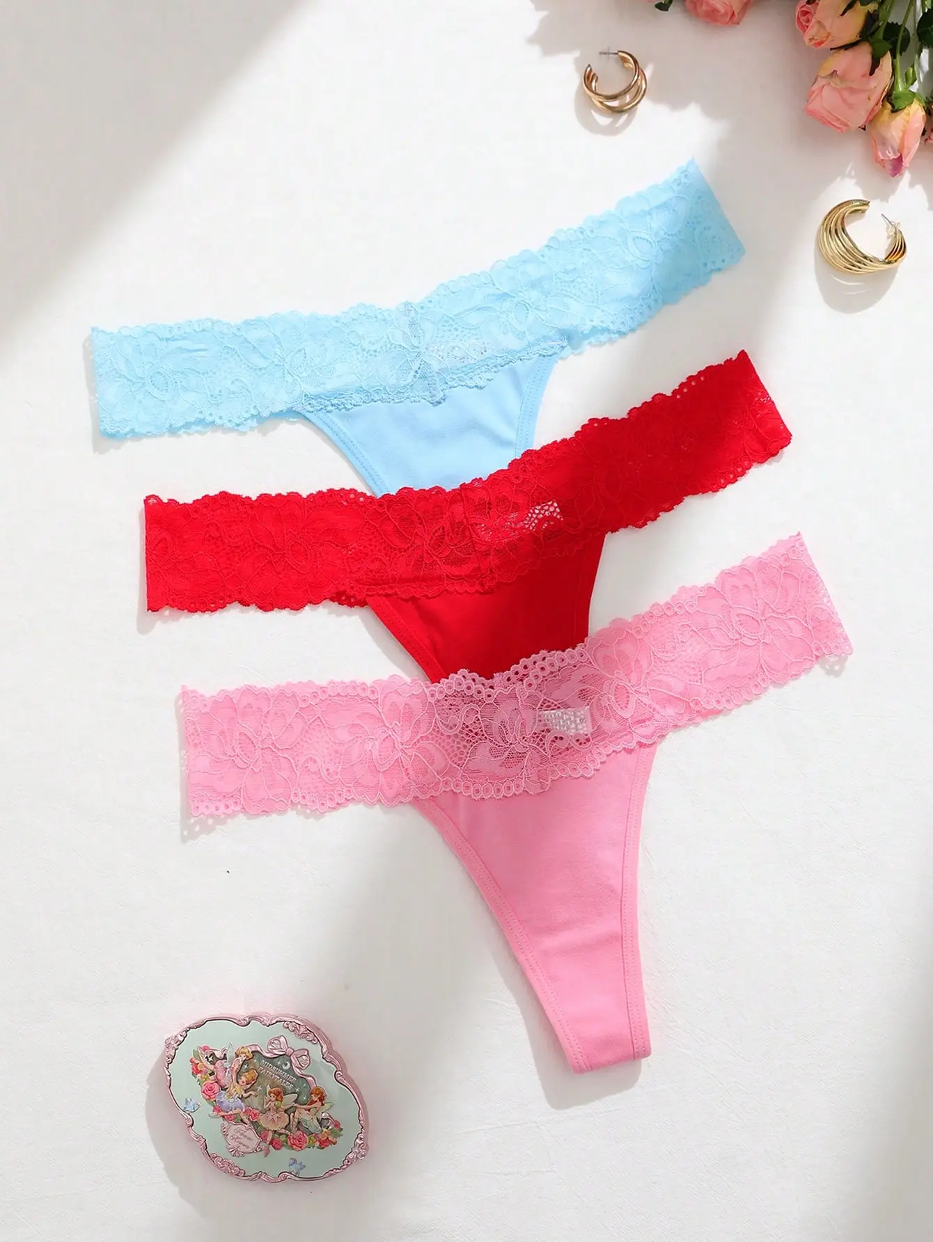 FS Seamless Lace Patchwork Panties 3 Pack Womens Underwear Lace Trim Breathable Comfortable Soft Lingerie Everyday Intimates