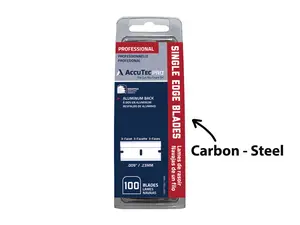 AccuTec Pro Carbon Steel Single Edge Blades – 100 Pack