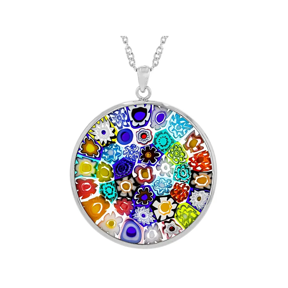 JTV Murano Glass "Murrine" Pendant with 18" Rope Chain